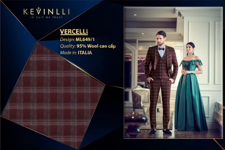 ML649/1 Vercelli CX - Vải Suit 95% Wool - Đỏ Caro